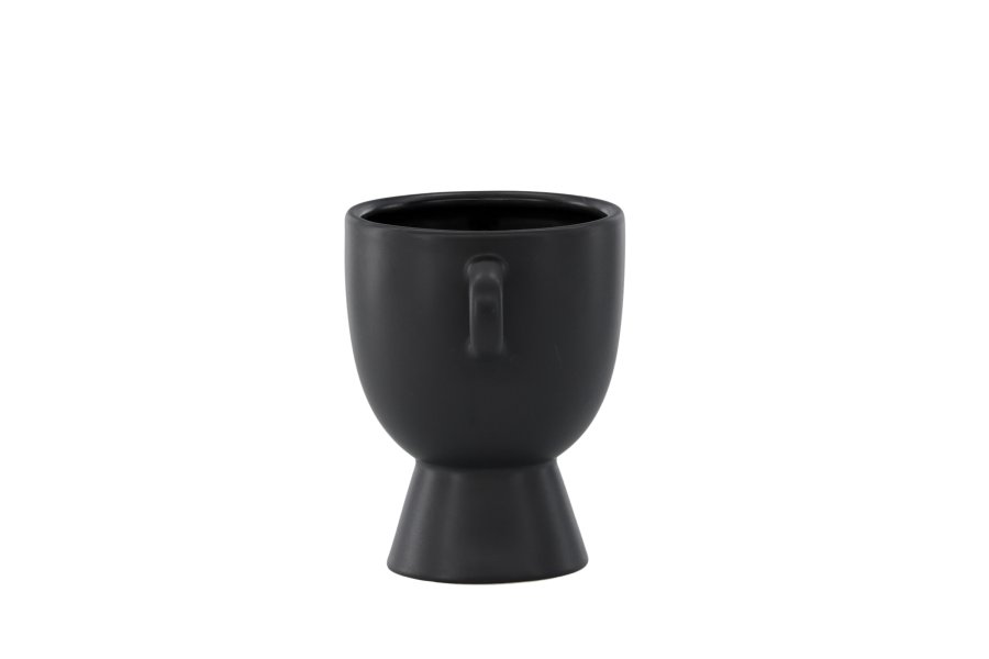 VENTURE DESIGN Cent Pot, mit 2 Griffen – mattschwarzes Steingut (20x14x18)