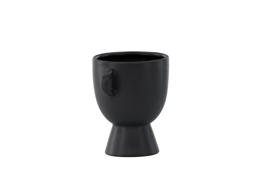 VENTURE DESIGN Cent Pot, mit 2 Griffen – mattschwarzes Steingut (20x14x18)