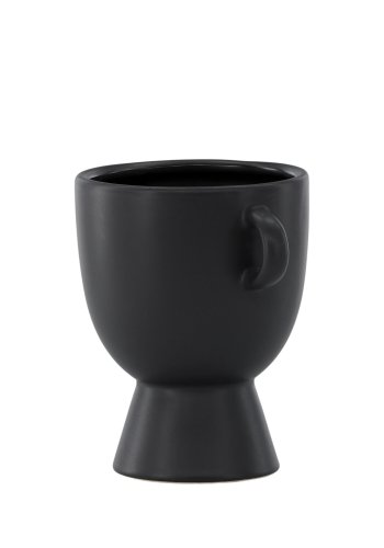 VENTURE DESIGN Cent Pot, mit 2 Griffen – mattschwarzes Steingut (20x14x18)