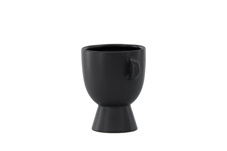 VENTURE DESIGN Cent Pot, mit 2 Griffen – mattschwarzes Steingut (20x14x18)
