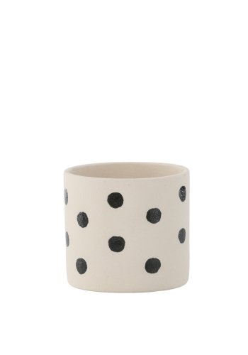 VENTURE DESIGN Sane potte, rund - hvite/svarte prikker steinty (11x11x10)