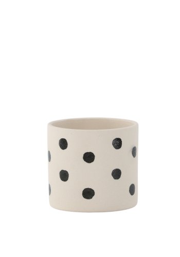 VENTURE DESIGN Sane potte, rund - hvite/svarte prikker steinty (11x11x10)