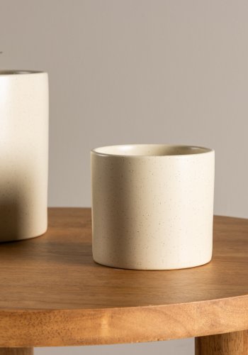 VENTURE DESIGN Sane potte, rund - beige/svarte prikker steinty (11x11x10)