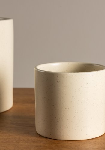 VENTURE DESIGN Sane potte, rund - beige/svarte prikker steinty (11x11x10)