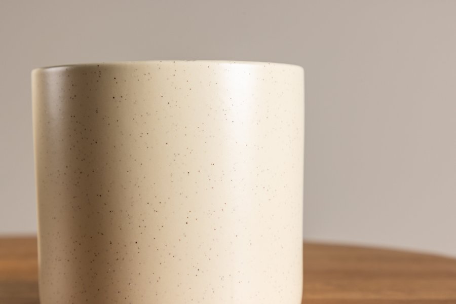 VENTURE DESIGN Sane potte, rund - beige/svarte prikker steinty (11x11x10)