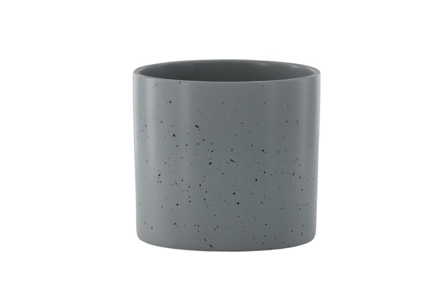 VENTURE DESIGN Sane potte, rund - mrkegr/svarte prikker steinty (18x18x17)