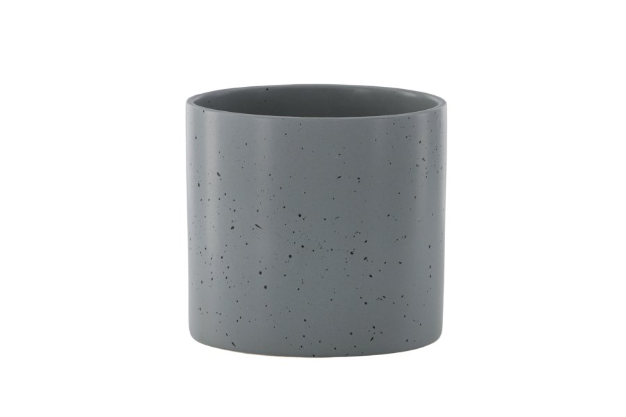 VENTURE DESIGN Sane potte, rund - mrkegr/svarte prikker steinty (18x18x17)