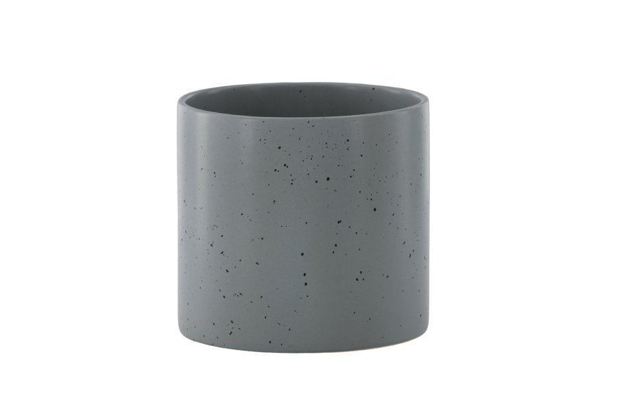 VENTURE DESIGN Sane potte, rund - mrkegr/svarte prikker steinty (18x18x17)