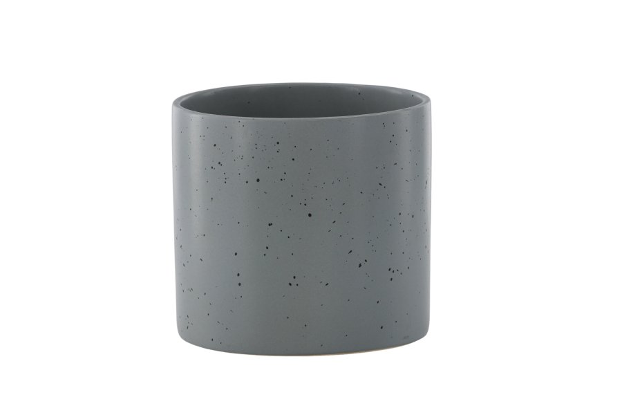 VENTURE DESIGN Sane potte, rund - mrkegr/svarte prikker steinty (18x18x17)
