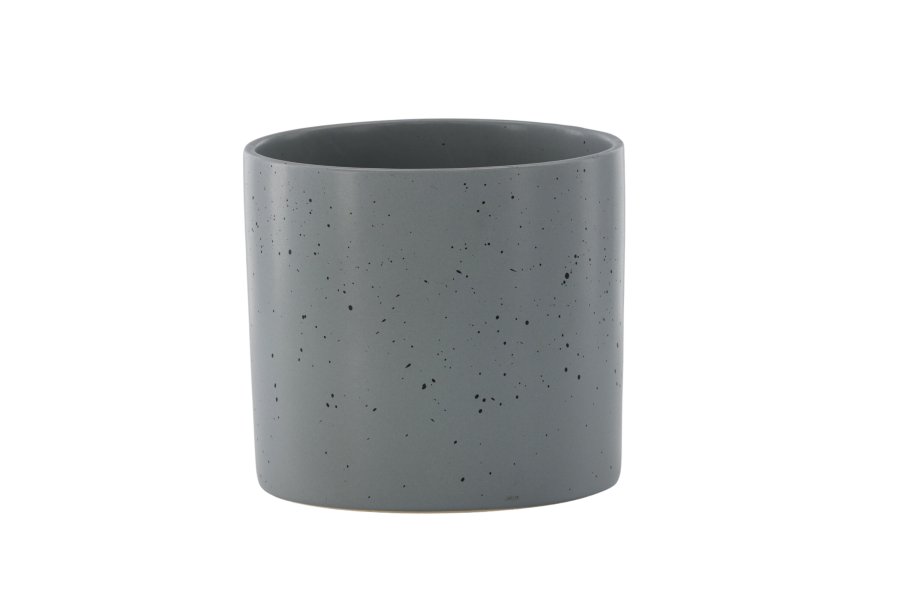 VENTURE DESIGN Sane potte, rund - mrkegr/svarte prikker steinty (18x18x17)