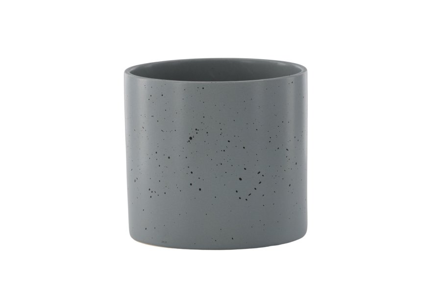 VENTURE DESIGN Sane potte, rund - mrkegr/svarte prikker steinty (18x18x17)