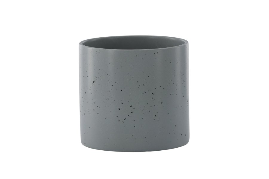 VENTURE DESIGN Sane potte, rund - mrkegr/svarte prikker steinty (18x18x17)