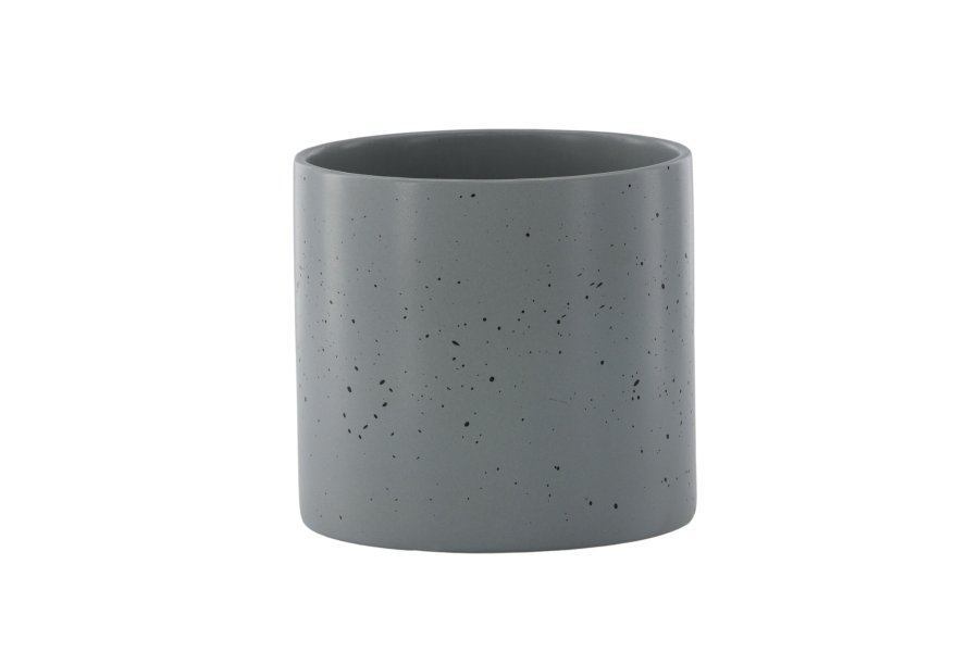 VENTURE DESIGN Sane potte, rund - mrkegr/svarte prikker steinty (18x18x17)