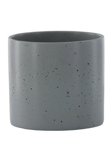 VENTURE DESIGN Sane potte, rund - mrkegr/svarte prikker steinty (18x18x17)