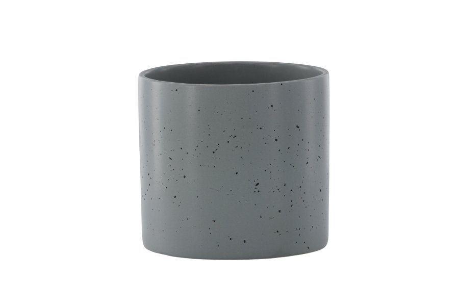 VENTURE DESIGN Sane potte, rund - mrkegr/svarte prikker steinty (18x18x17)