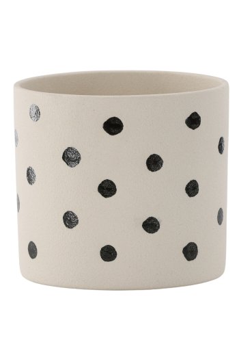 VENTURE DESIGN Sane potte, rund - hvite/svarte prikker steinty (18x18x17)