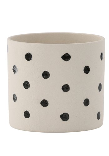 VENTURE DESIGN Sane potte, rund - hvite/svarte prikker steinty (18x18x17)