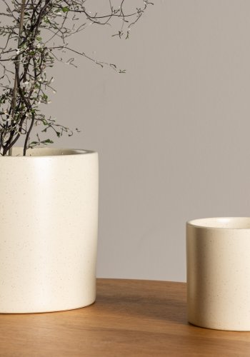 VENTURE DESIGN Sane potte, rund - beige/svarte prikker steinty (18x18x17)