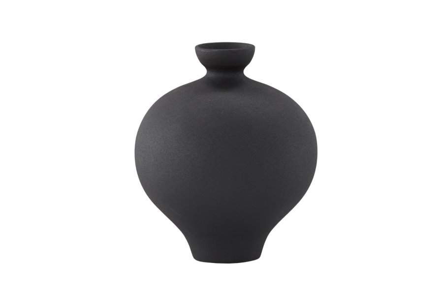 VENTURE DESIGN Rellis vase, rund - svart keramikk (D6xH24xB20)