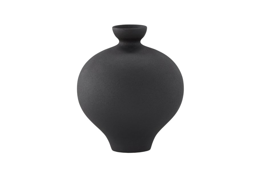 VENTURE DESIGN Rellis vase, rund - svart keramikk (D6xH24xB20)