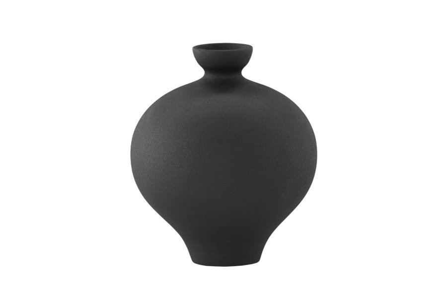 VENTURE DESIGN Rellis vase, rund - svart keramikk (D6xH24xB20)