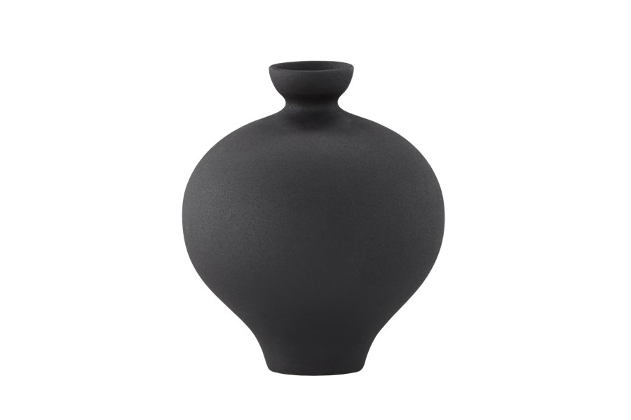 VENTURE DESIGN Rellis vase, rund - svart keramikk (D6xH24xB20)