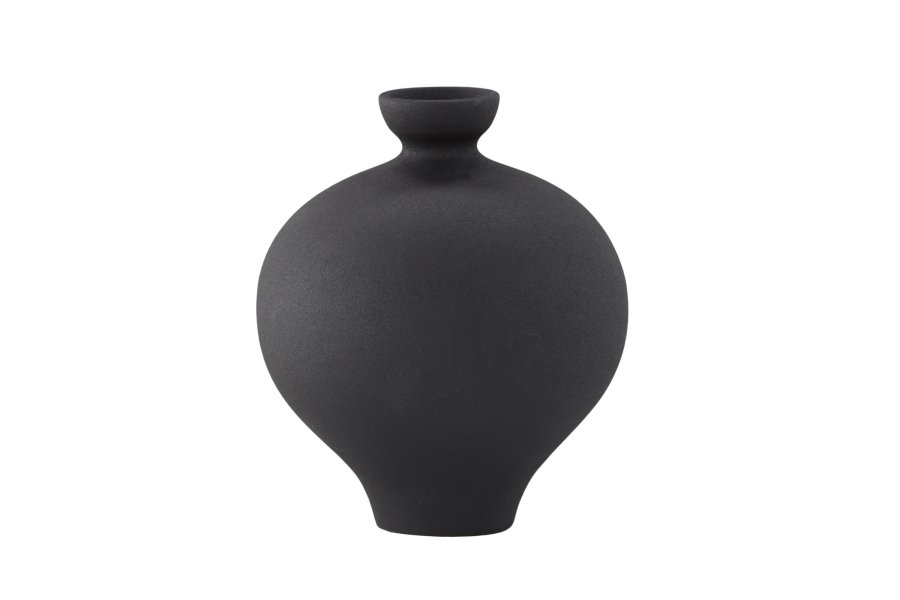 VENTURE DESIGN Rellis vase, rund - svart keramikk (D6xH24xB20)