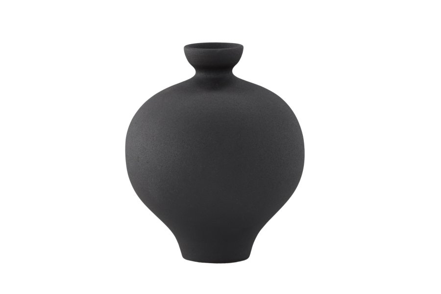 VENTURE DESIGN Rellis vase, rund - svart keramikk (D6xH24xB20)