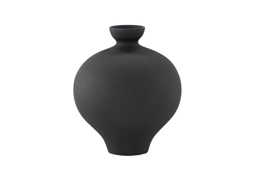 VENTURE DESIGN Rellis vase, rund - svart keramikk (D6xH24xB20)