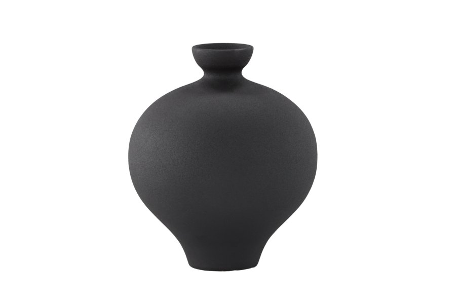 VENTURE DESIGN Rellis vase, rund - svart keramikk (D6xH24xB20)