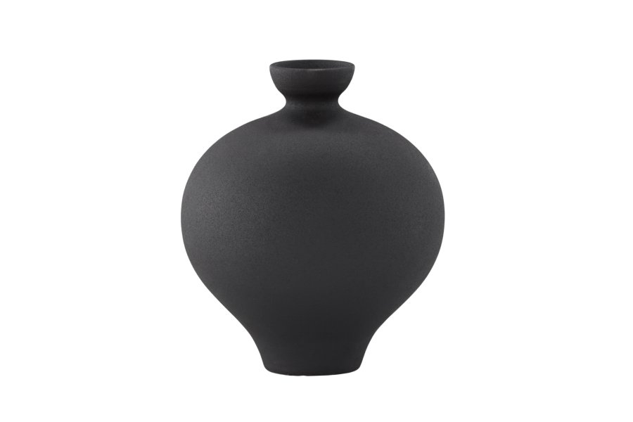 VENTURE DESIGN Rellis vase, rund - svart keramikk (D6xH24xB20)