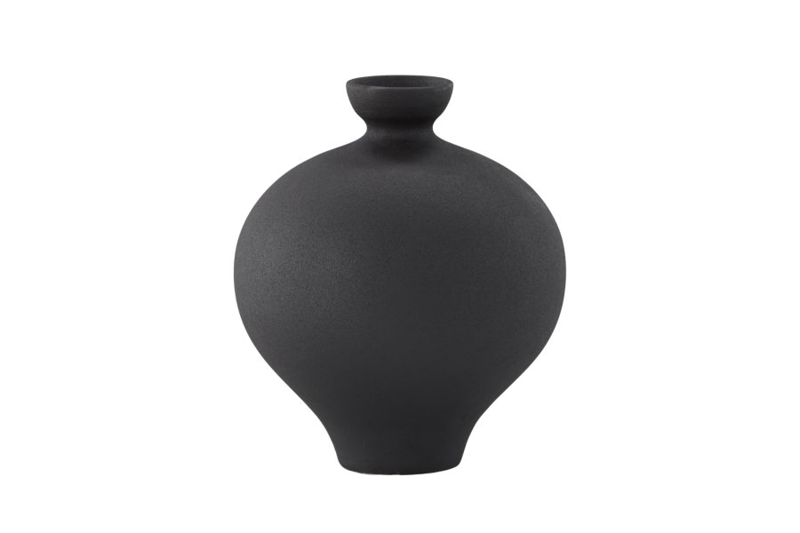 VENTURE DESIGN Rellis vase, rund - svart keramikk (D6xH24xB20)