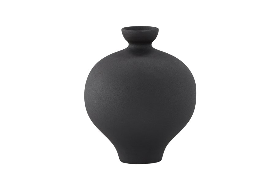 VENTURE DESIGN Rellis vase, rund - svart keramikk (D6xH24xB20)