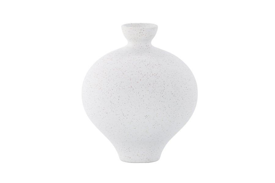 VENTURE DESIGN Rellis vase, rund - hvite/svarte prikker keramikk (D6xH24xB20)