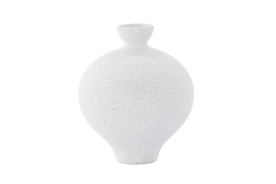 VENTURE DESIGN Rellis vase, rund - hvite/svarte prikker keramikk (D6xH24xB20)