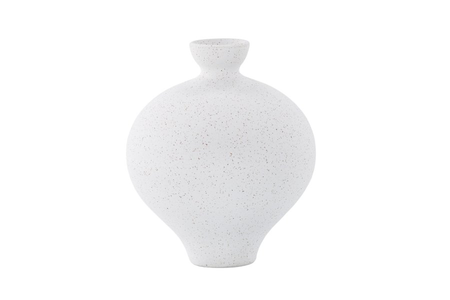 VENTURE DESIGN Rellis vase, rund - hvite/svarte prikker keramikk (D6xH24xB20)