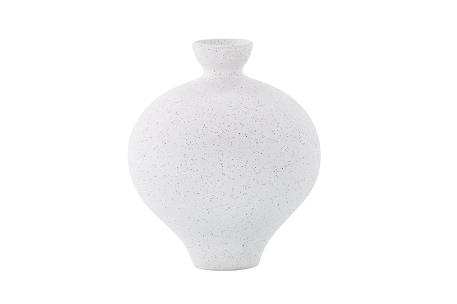 VENTURE DESIGN Rellis vase, rund - hvite/svarte prikker keramikk (D6xH24xB20)