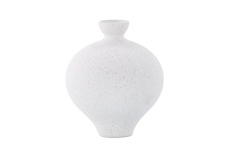 VENTURE DESIGN Rellis vase, rund - hvite/svarte prikker keramikk (D6xH24xB20)