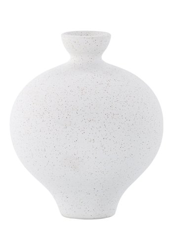 VENTURE DESIGN Rellis vase, rund - hvite/svarte prikker keramikk (D6xH24xB20)