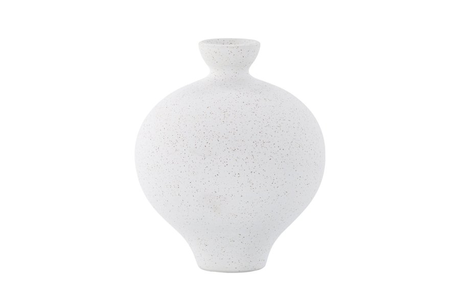 VENTURE DESIGN Rellis vase, rund - hvite/svarte prikker keramikk (D6xH24xB20)