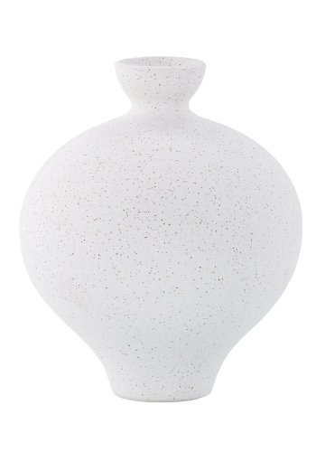 VENTURE DESIGN Rellis vase, rund - hvite/svarte prikker keramikk (D6xH24xB20)