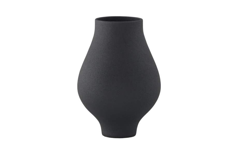VENTURE DESIGN Rellis vase, rund - svart keramikk (D10xH24xB14)