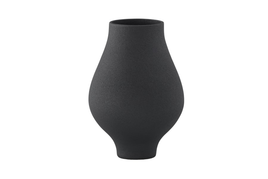 VENTURE DESIGN Rellis vase, rund - svart keramikk (D10xH24xB14)