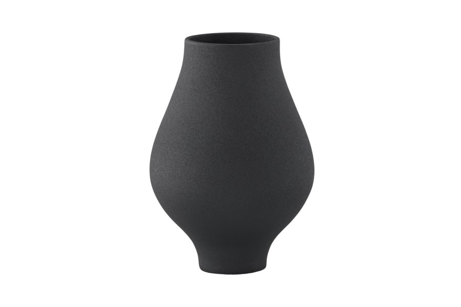 VENTURE DESIGN Rellis vase, rund - svart keramikk (D10xH24xB14)