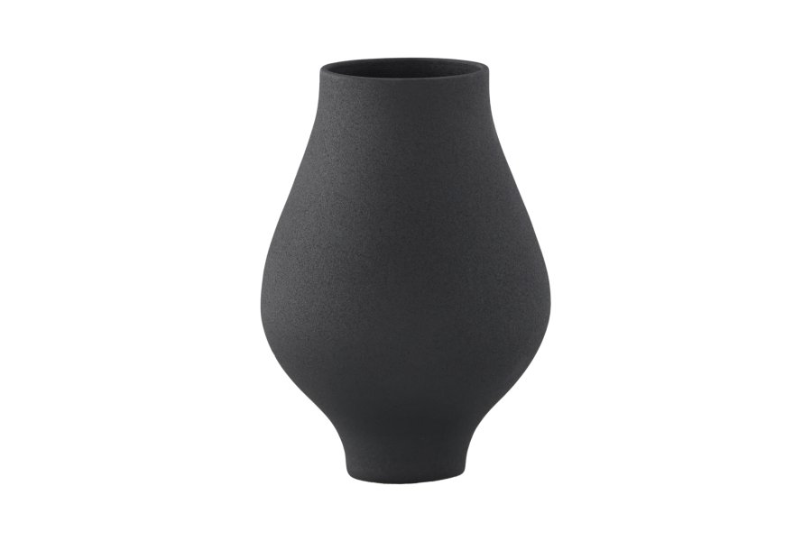 VENTURE DESIGN Rellis vase, rund - svart keramikk (D10xH24xB14)