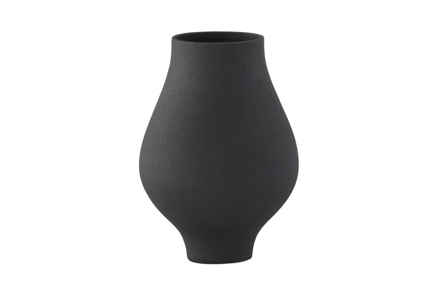 VENTURE DESIGN Rellis vase, rund - svart keramikk (D10xH24xB14)