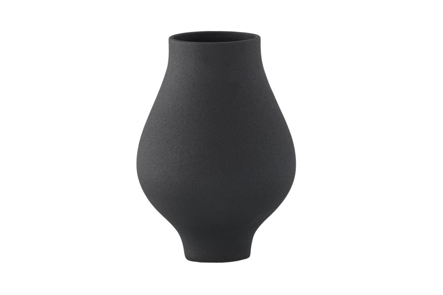 VENTURE DESIGN Rellis vase, rund - svart keramikk (D10xH24xB14)