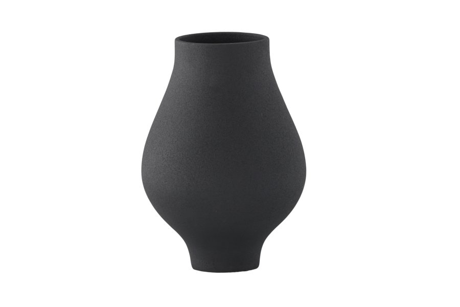 VENTURE DESIGN Rellis vase, rund - svart keramikk (D10xH24xB14)
