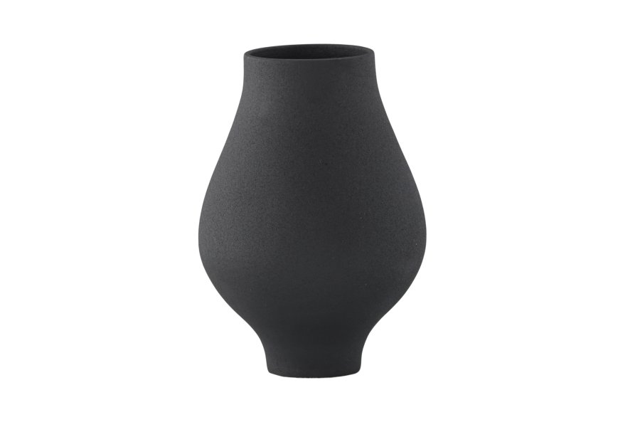VENTURE DESIGN Rellis vase, rund - svart keramikk (D10xH24xB14)
