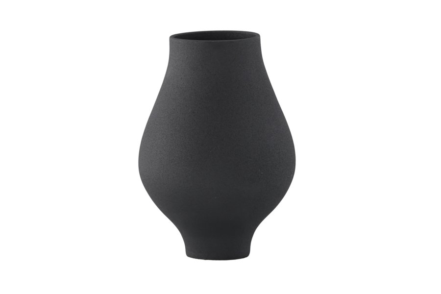 VENTURE DESIGN Rellis vase, rund - svart keramikk (D10xH24xB14)